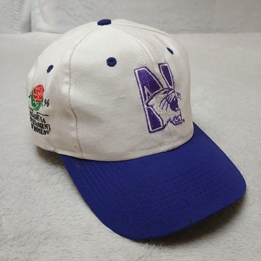 Vintage Northwestern Wildcats Rose Bowl Hat Strap Back Mens 1996 Universal 90s
